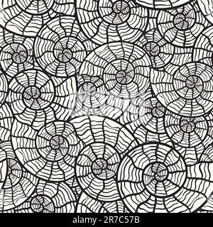 vector seamless monochrome pattern with sea shells, clipping mask Stock Vector
