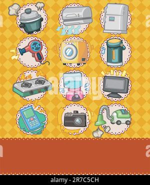 cartoon home appliance seamless pattern Stock Vector