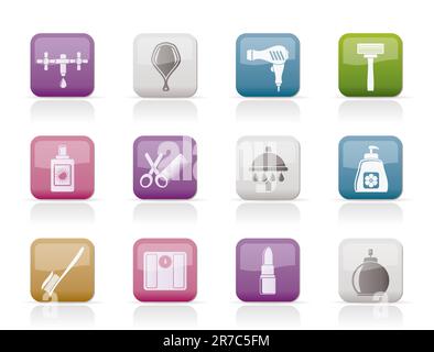 Personal care and cosmetics  icons - vector icon set Stock Vector