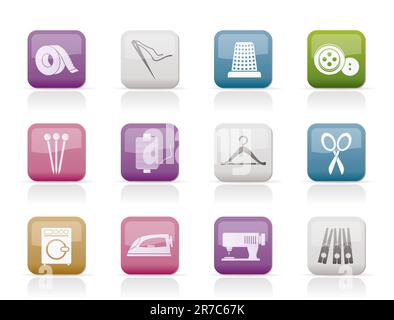 Textile objects and industry   icons - vector icon set Stock Vector