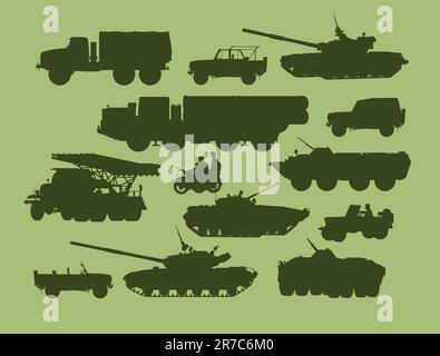 set of vector illustrations of army transport Stock Vector