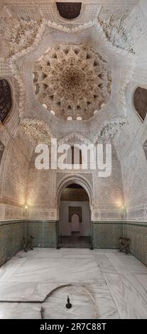 Hall of the Two Sisters (Sala de las Dos Hermanas) at Nasrid Palaces of Alhambra - Granada, Andalusia, Spain Stock Photo