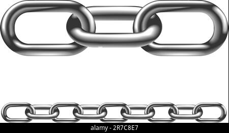 Metal chain links. In vector version image arranged in layers to make it easier to extend to desired length. Stock Vector