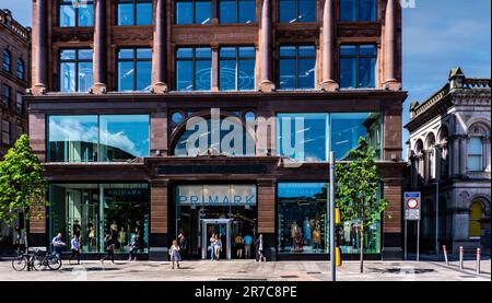 The Primark Store in Bank Buildings, Belfast Northern Ireland. Primark is an international fast fashion retailer. Stock Photo