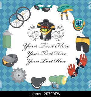 cartoon bicycle equipment seamless pattern Stock Vector