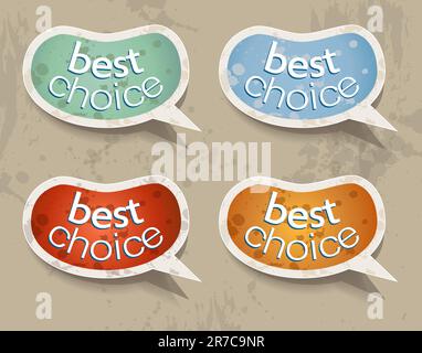 Distressed Beans Speech bubbles set with 4 grunge colours. Shadows are transparent. Stock Vector