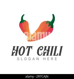 Hot Chili Logo Design Green Chili Logotype Fire Hot Stock Vector