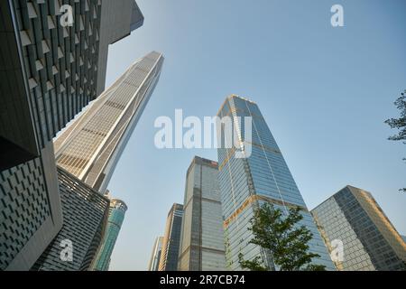 SHENZHEN, CHINA - 27 NOVEMBER, 2019: Shenzhen urban landscape in the evening. Stock Photo