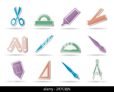 school and office tools icons- vector icon set Stock Vector