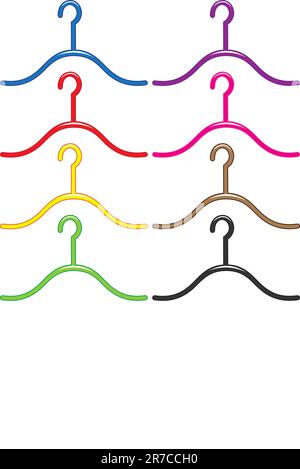 Set of colorful hangers.  Illustration on white background Stock Vector
