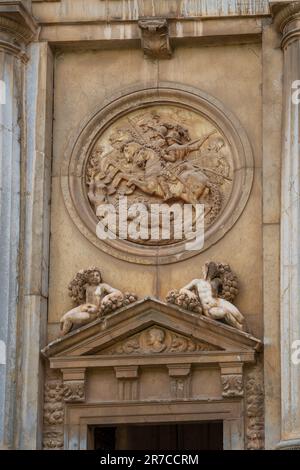Decoration above Door of Palace of Charles V at Alhambra - Granada, Andalusia, Spain Stock Photo