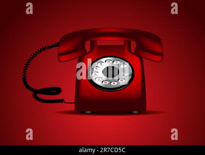Red retro telephone Vector Illustration Stock Vector