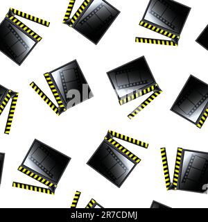 movie cinema clapboard pattern, abstract seamless texture; vector art illustration Stock Vector