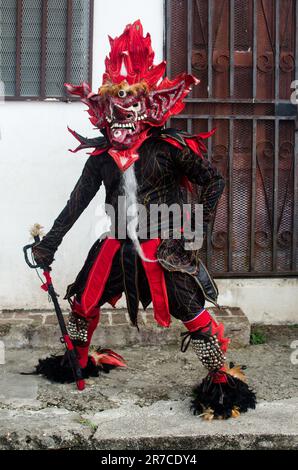 Typical dress of the character of the devil in the culture of the Congo Stock Photo