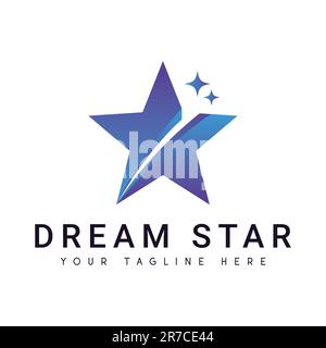 Reaching Dream Logo Design 3D Blue Star Logotype Stock Vector