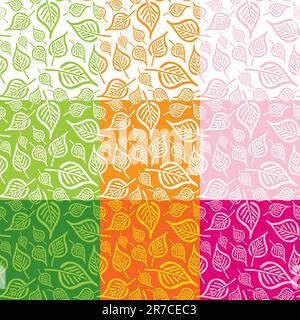 Seamless pattern from leaves of different colors Stock Vector