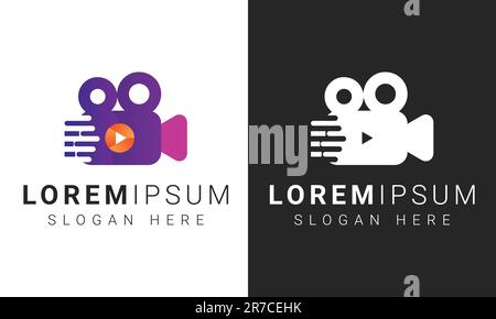 Cinema Reel Play Button Camera Logo Design Theater Logo Type Movie Play Stock Vector