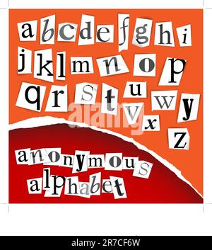 Anonymous alphabet  - white clippings on a red background Stock Vector