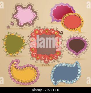 Collection of childish hand drawn speech and thought bubbles Stock Vector