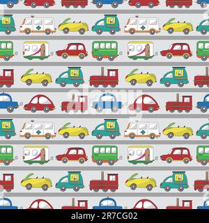 seamless cartoon car pattern Stock Vector