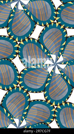 Seamless striped and jagged edge pinwheel flower pattern Stock Vector