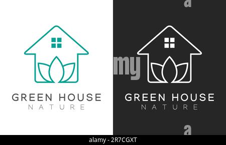Green House Logo Design Leaf with House Logotype Tree House Stock Vector
