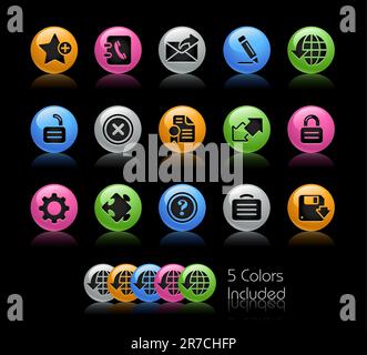 The vector file includes 5 color versions for each icon in different layers. Stock Vector