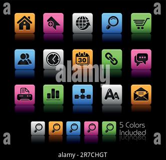 The vector file includes 5 color versions for each icon in different layers. Stock Vector