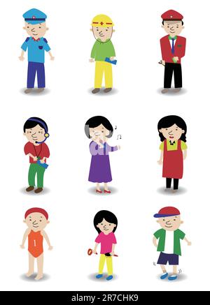 cartoon people job icon set Stock Vector