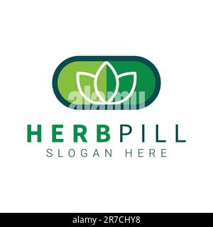 Herb Pill Logo Design Natural Medicine Homeopathic Medicine Logotype Stock Vector