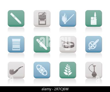 Smoking and cigarette icons - vector icon set Stock Vector