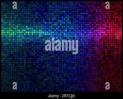 Multicolor abstract lights disco background. Square pixel mosaic vector Stock Vector