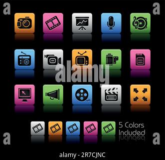 The vector file includes 5 color versions for each icon in different layers. Stock Vector