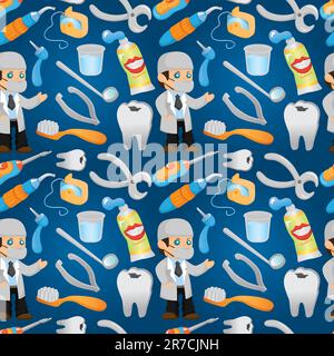 cartoon dentist tool seamless pattern Stock Vector