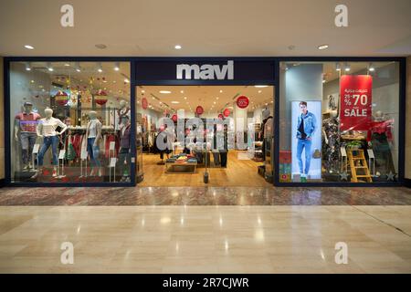 ABU DHABI, UAE - CIRCA JANUARY, 2020: entrance to Mavi store. Stock Photo