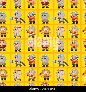 cartoon Fireman seamless pattern Stock Vector