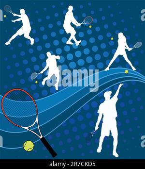 tennis players on the abstract background - vector Stock Vector