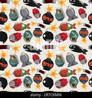cartoon bomb seamless pattern Stock Vector