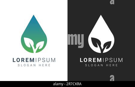 Water Drop Leaf Logo Design Stock Vector