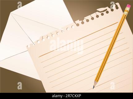 Letter, pencil and envelop Stock Vector