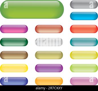 A set of colored and empty web buttons Stock Vector