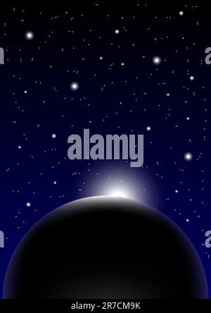Night Sky Background - Stars and Planet on Dark Night  Background Stock Vector