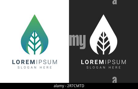 Water Drop Leaf Logo Design Stock Vector