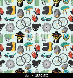 cartoon bicycle equipment seamless pattern Stock Vector