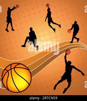 basketball players on the abstract background - vector Stock Vector