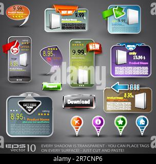 Set of Various Design Elements for Web or Blog Templates Stock Vector