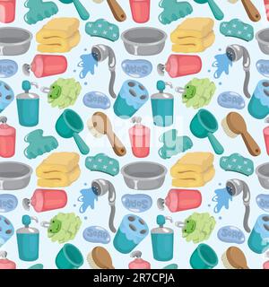 cartoon Bathroom Equipment seamless pattern Stock Vector