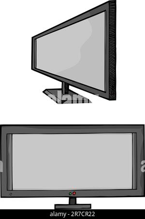 Isolated cartoon of a wide screen flat panel HD television monitor Stock Vector