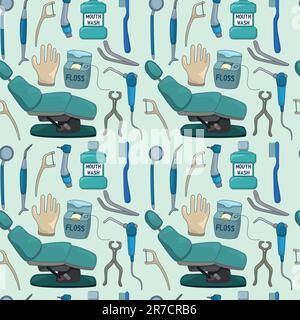 cartoon Dentists element seamless pattern Stock Vector