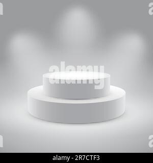 3d isolated Empty white podium on gray background. Vector illustration Stock Vector